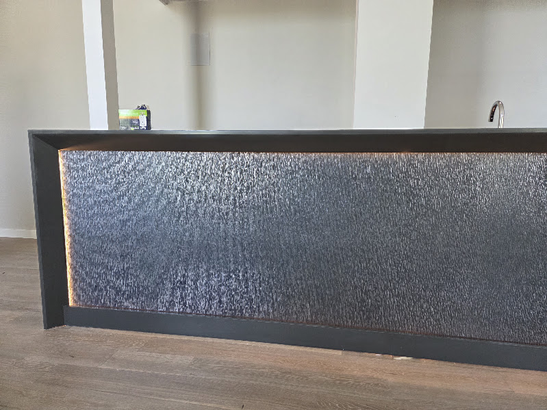 Textured Backlit Metallic Bar Accent Wall