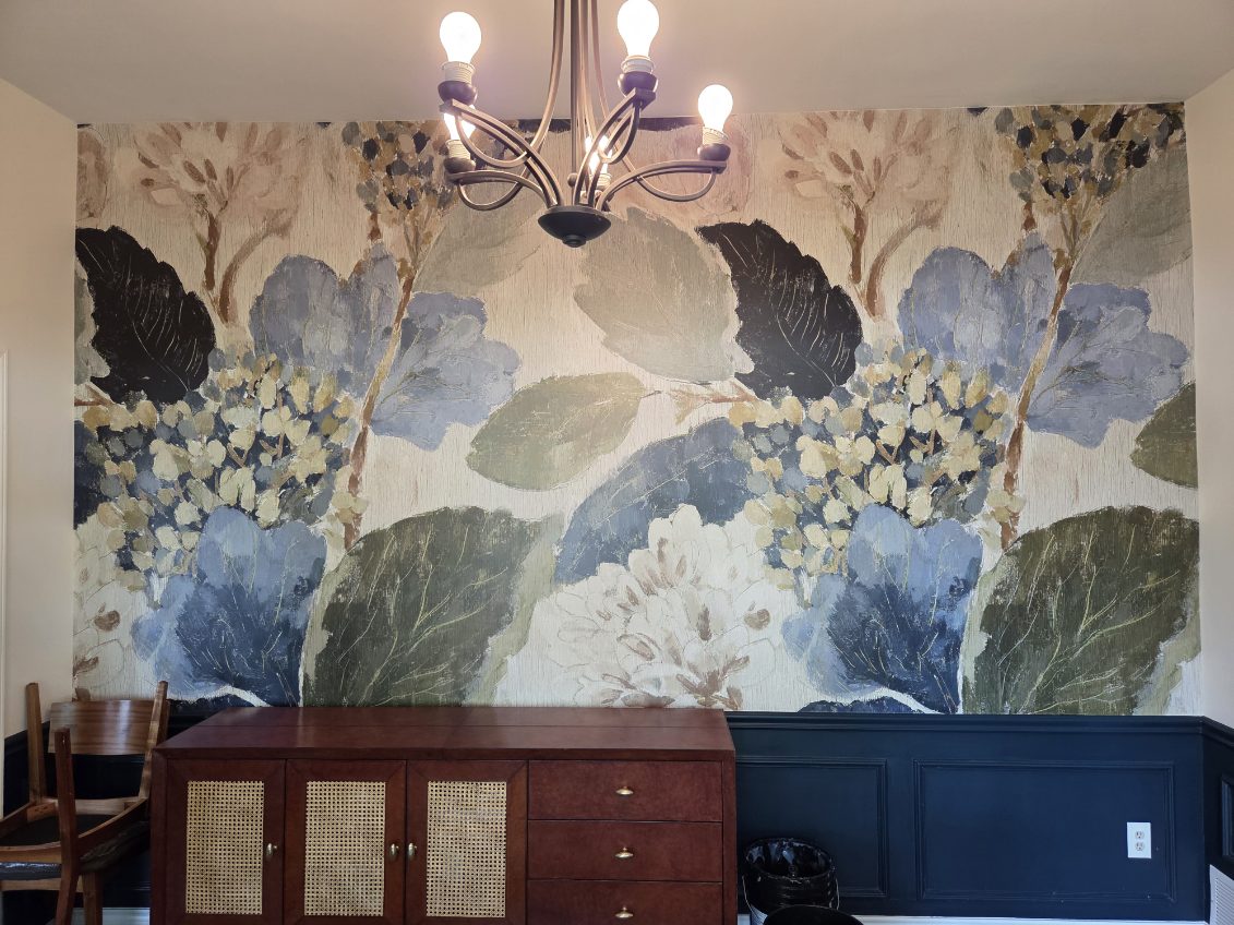 Elegant Floral Dining Room Wallpaper