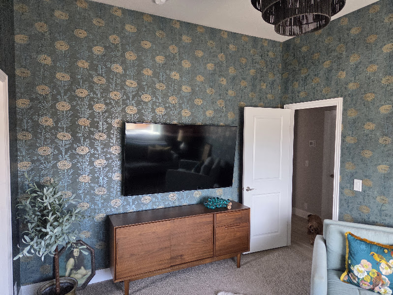 Teal and Gold Botanical Feature Wall