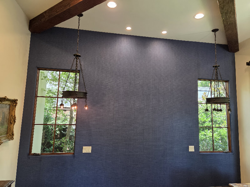 Deep Navy Woven Grasscloth Wall
